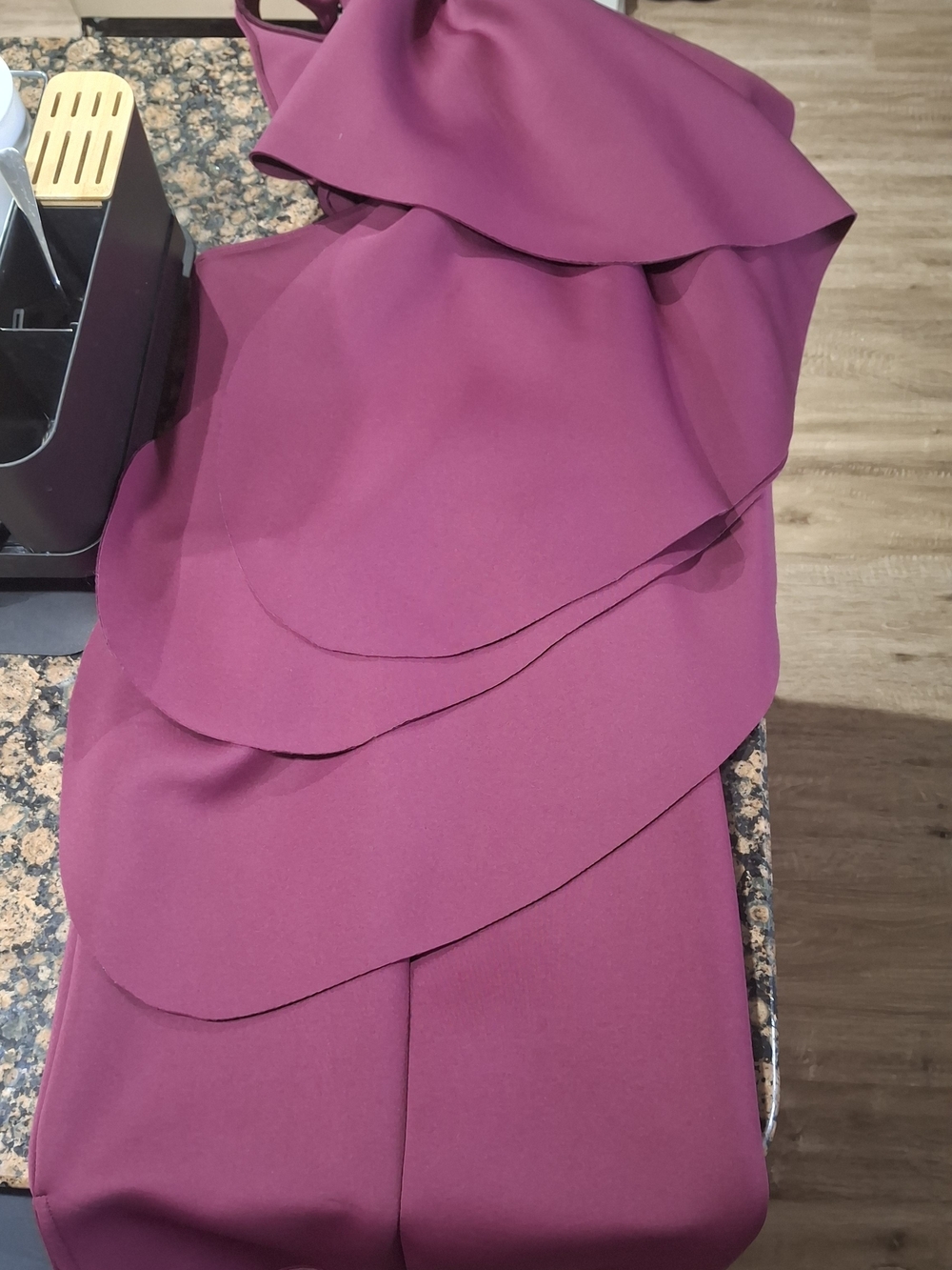 Elegant Layered Ruffle Women’s Dress in Berry